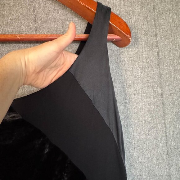 90s Vintage Bebe Black Silk Lace Mix Fabric Shelf Bra One Shoulder Blouse - Picture 4 of 11